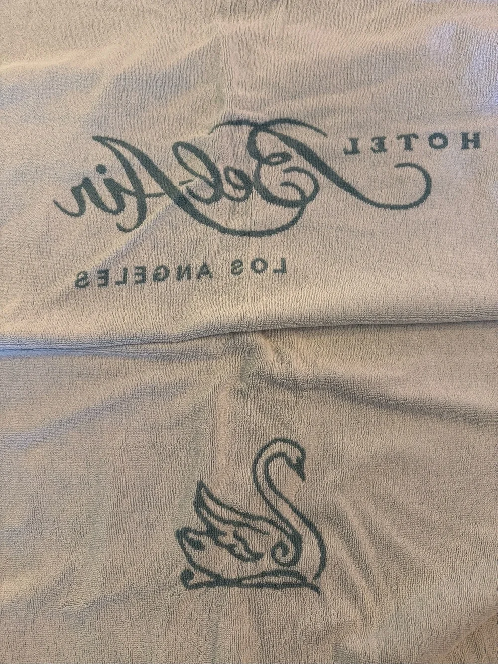Vintage Hotel Bel-Air Los Angeles Swan Logo Bath Towel 35x65